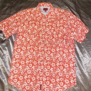 Tommy Hilfiger Denim  Red Label size M  Orange Floral Tropical button up shirt